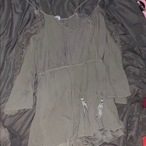 Grey- olive green romper